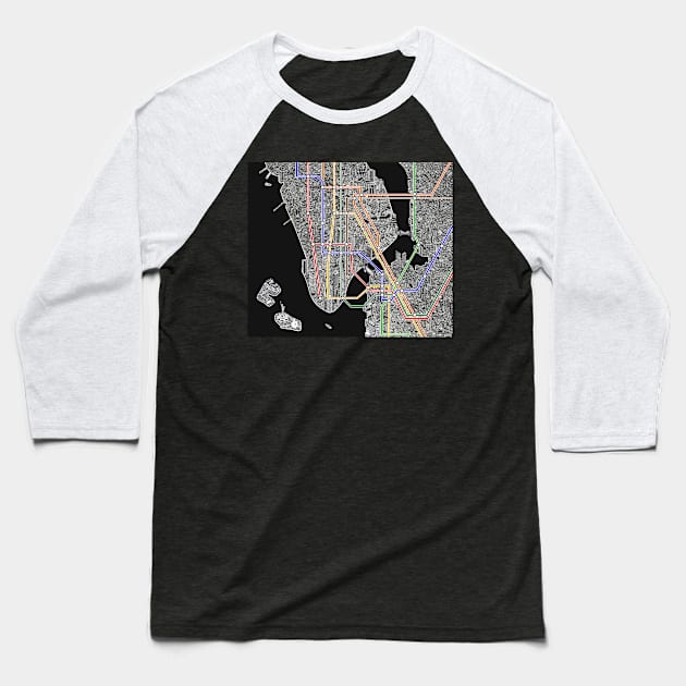 new york subway Baseball T-Shirt by ol1ie